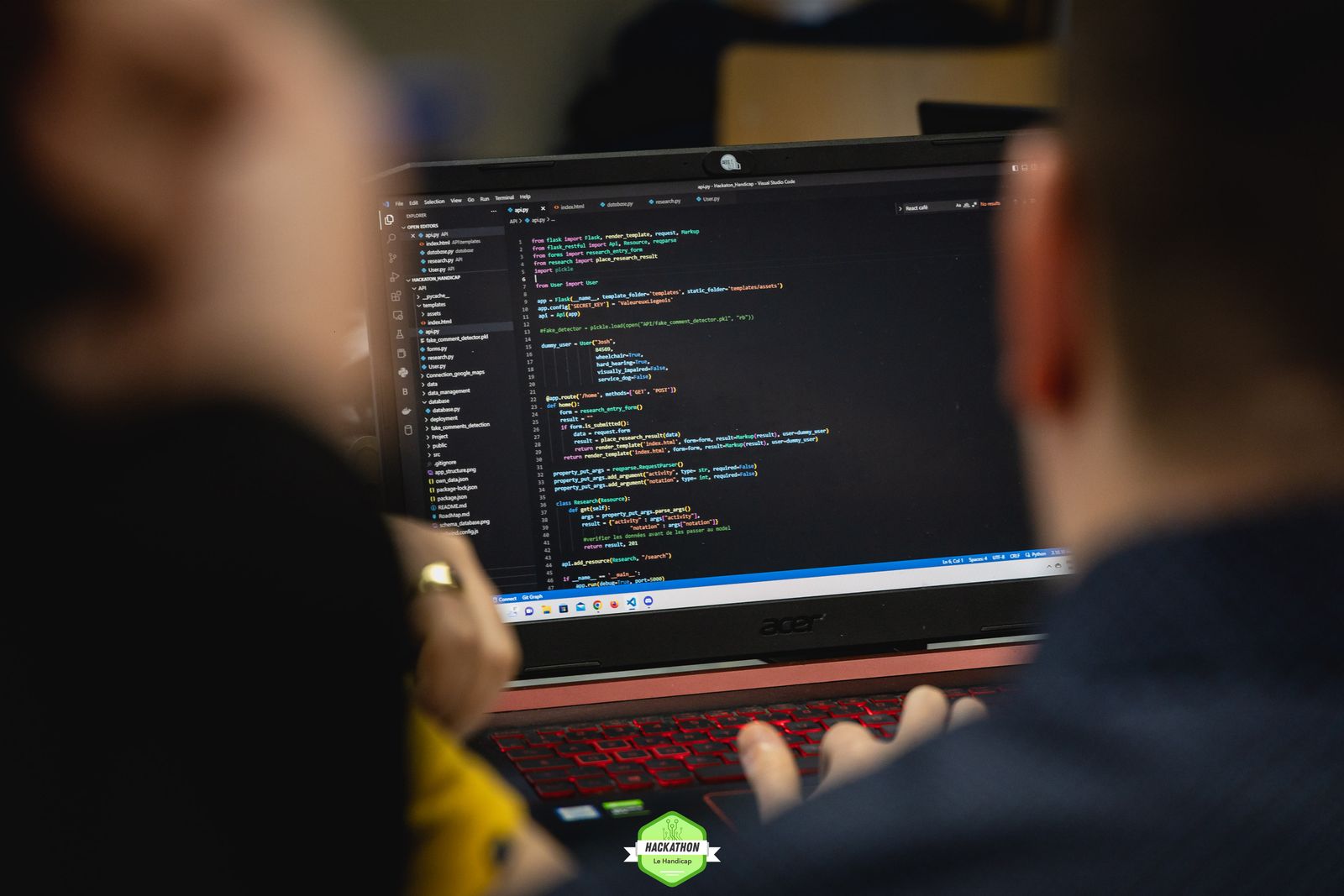 Ordinateur d'un participants en plein Hackathon